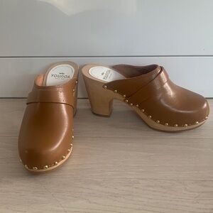 Youyou Clogs  with Wooden Heel Saddle color size 6  like new
